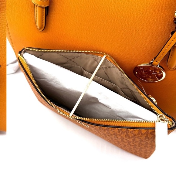 Michael Kors Charlotte LG Tote Bag 3 IN 1 Leather Shoulder Bag Cider - Picture 9 of 15